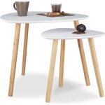 Relaxdays table dappoint ronde lot de 2 en bois blanc table gigogne nordique scandinave blanc nature