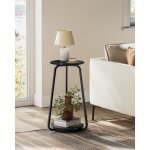 Table dappoint ronde guridon avec plateau en verre et tagre en panneau dagglomr petits espaces style ...