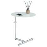 Table dappoint leonie bout de canap� rond table � caf� table basse hauteur r�glable en m�tal chrom� et ...