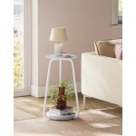 Table dappoint ronde - vasagle - blanc marbré - moderne - Étagère en panneau daggloméré Table dappoint ronde - vasagle - blanc marbré - moderne - Étagère en panneau daggloméré