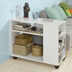 Sobuy table dappoint � roulettes 2 niveaux avec �tag�res biblioth�que mobile pour salon chambre ou bureau ...