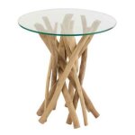 Table dappoint en teck driftwood 50cm naturel