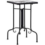 Table dappoint - vidaxl - mosaque - noir - rond - extrieur