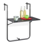 Relaxdays table balcon suspendue rabattable rglable en hauteur sur 3 niveaux aspect bois lxp 595 x 36 ...