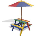 Table et bancs avec parasol pour enfants - multicolore - 75 x 85 x 52 cm Table et bancs avec parasol pour enfants - multicolore - 75 x 85 x 52 cm