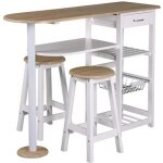 Table - bar et 2 tabourets blanc l 119 x p 37 x h 88 cm