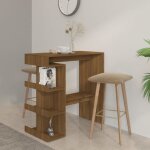 Table de bar - chne marron - 100x50x1015 cm - 2 places - bois dingnierie - contemporain