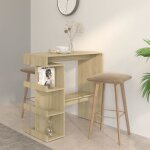 Table de bar - chne sonoma - 100x50x1015 cm - 2 places - bois dingnierie - style contemporain