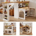 Table de bar extensible table de bistro rotative table  manger extensible avec rangement lumineuse led ...