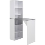 Table de bar avec grande armoire de rangement blanc 115 x 59 x 200 cm