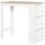 Table de bar table homcom haute de cuisine mange - debout comptoir dim. 112l x 57l x 106h cm - 3 �tag�res ...