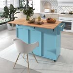 Table de bar pliable avec rangement - modernluxe - bois massif - bleu