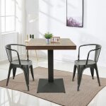 Table de bar - ohmg - ensemble de 1 table carr�e � un pied 60 * 60 * 75cm - noir - m�tal - carr�
