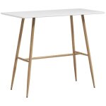 Homcom - table de bar - mdf - 118 x 58 x 98 cm - blanc