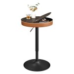 Table de bar réglable en hauteur pu avec coutures style moderne mi - siècle marron cendré et marron caramel ... Table de bar réglable en hauteur pu avec coutures style moderne mi - siècle marron cendré et marron caramel ...