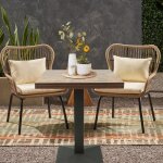 Table de bar yipeema - mdf + m�tal - style europ�en - 60x60cm - marron - noir (horloge vintage)