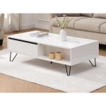 Table basse avec 2 tiroirs et 2 niches en mdf et acier - blanc et noir - abuja de pascal morabito