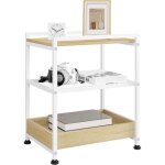 Table basse à 3 niveaux - woltu - chêne clair + blanc - roulettes et pieds réglables - capacité de charge ... Table basse à 3 niveaux - woltu - chêne clair + blanc - roulettes et pieds réglables - capacité de charge ...