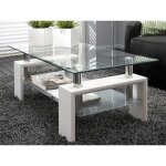 Table basse alana (blanche) en panneaux de particules et verre. Table basse alana (blanche) en panneaux de particules et verre.