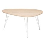 Table basse en bois coloris chne clair et mtal blanc - longueur 97 x profondeur 65 x hauteur 50 cm
