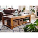 Table basse - bois massif dacacia laqu� (miel) - oxford 0318