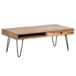 Wohnling table basse en bois massif table acacia 120 cm de large salle � manger jambes table design en ...