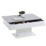 Table basse - bout de canap� - m�lamine gris b�ton et blanc l100 x h461 x p65 cm