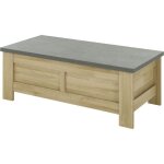Table basse - broceliande - rectangulaire - aspect min�ral et ch�ne clair - plateaux coulissants - l ...