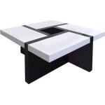 Table basse carré bois noir blanc design contemporain - mobili rebecca - 35x80x80 Table basse carré bois noir blanc design contemporain - mobili rebecca - 35x80x80