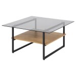 Table basse carr�e - 80x80 cm - ch�ne - noir - hideko