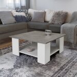 Idmarket table basse carr�e eli blanche plateau effet b�ton