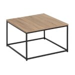 Table basse carre en panneaux de particules coloris chne avec base en mtal noir - longueur 70 x profondeur ...