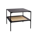 Table basse carrée vintage double plateaux effet bois et cannage - sweeek - noir - métal Table basse carrée vintage double plateaux effet bois et cannage - sweeek - noir - métal