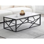 Table basse en cramique et mtal - effet marbre blanc et noir - melrone de pascal morabito