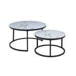 Table basse gigogne manhattan ? effet marbre blanc et m�tal ? chic et moderne