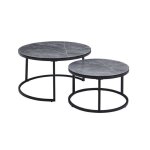 Table basse gigogne manhattan ? effet pierre grise marbre et mtal ? design moderne