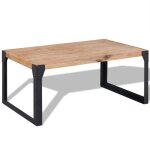 Table basse contemporaine en bois dacacia massif - ovonni - rectangulaire - marron et noir