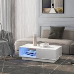 Table basse contemporaine avec éclairage led - table à café - avec niche de rangement - finition laqué ... Table basse contemporaine avec éclairage led - table à café - avec niche de rangement - finition laqué ...