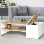 Idmarket table basse bar contemporaine rectangulaire izia avec coffre blanc et plateaux bois