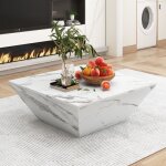 Table basse contemporaine - modernluxe - 70x70x37cm - haute brillance - s�jour - adulte - blanc