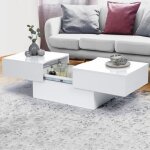 Idmarket table basse coulissante rectangulaire marta bois blanc