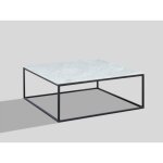 Table basse design aretha - marbre & m�tal - blanc & noir - vente - unique - carr� - salon
