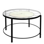 Table basse design horloge 90cm noir