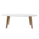 Miliboo - table basse ovale scandinave blanc et bois clair chêne l120 cm ekka Miliboo - table basse ovale scandinave blanc et bois clair chêne l120 cm ekka