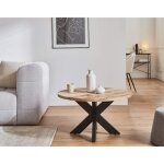 Eldorado - table basse ronde - bois massif et noir - 80 cm - noir / bois Eldorado - table basse ronde - bois massif et noir - 80 cm - noir / bois