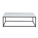Table basse ewing ? effet marbre blanc et mtal noir ? design rectangulaire
