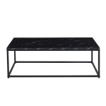 Table basse ewing ? effet marbre noir et mtal ? design rectangulaire