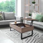 Table basse plateau relevable flower 110x55cm / décor chêne blanchi et métal noir Table basse plateau relevable flower 110x55cm / décor chêne blanchi et métal noir