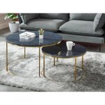 Tables basses gigognes angela de pascal morabito - marbre noir et m�tal dor�