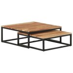 Tables basses gigognes en bois dacacia massif - vidaxl - rectangulaire - marron - meuble de salon Tables basses gigognes en bois dacacia massif - vidaxl - rectangulaire - marron - meuble de salon